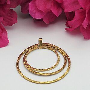 KARIZIA SPA Gold  Over Sterling Silver 925 Hammered Multi Circle Pendant 2.25"